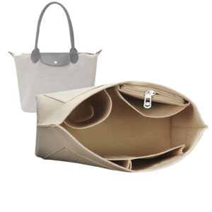 Lckaey Purse Organizer Insert for le pliage large Handbags Insert Organizer1012beige-L