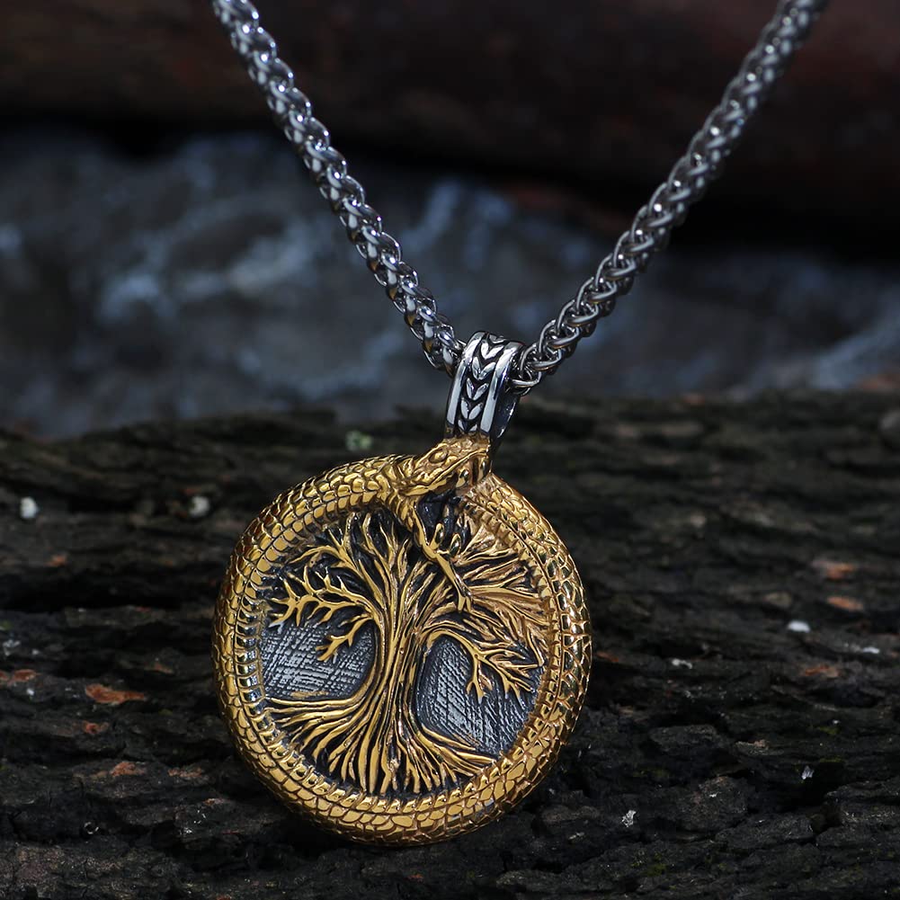 GuoShuang nordic viking tree of life Scandinavian Yggdrasil necklace for men gift with valknut bag norse jewelry for men women