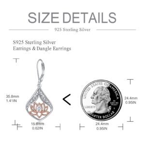 POPLYKE 925 Sterling Silver Lotus Flower Earrings Filigree Teardrop Dangle Earrings for Women Lotus Jewelry Irish Celtic Earrings Birthday