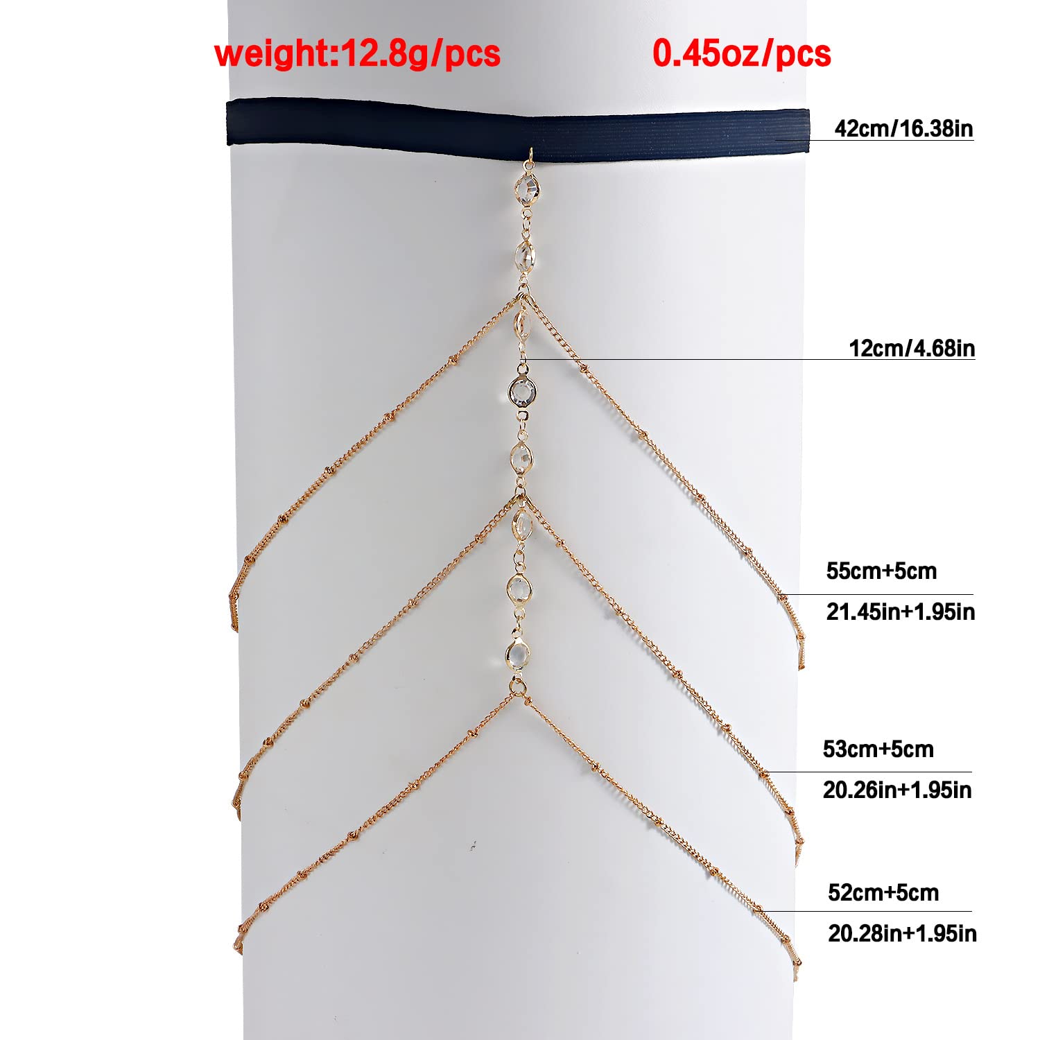 Sttiafay Rhinestone Thigh Body Chain for Women Girls Sparkly Crystal Multilayer Tassel Leg Chain Boho Beach Stretch Body Chain Harness Rave Thigh Accessories for Nightclub Party