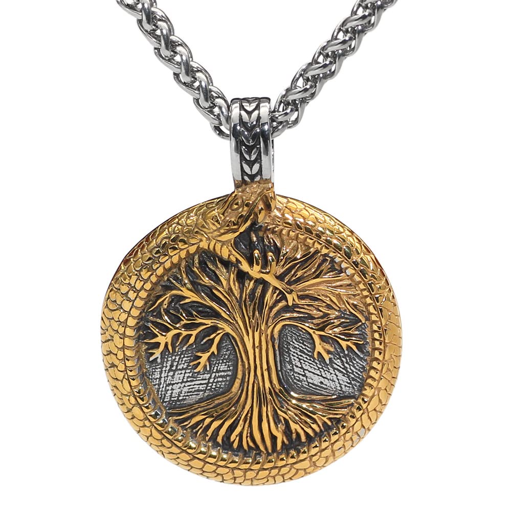 GuoShuang nordic viking tree of life Scandinavian Yggdrasil necklace for men gift with valknut bag norse jewelry for men women