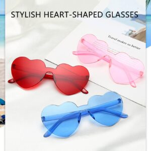 GCQJOQ 20 Pairs Heart Sunglasses Heart Shape Frameless Sunglasses Trendy Transparent Color Party Sunglasses