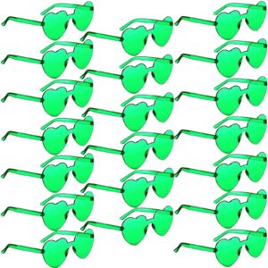 gcqjoq 20 pairs heart sunglasses st. patrick's day green glasses trendy frameless transparent heart glasses for irish party supplies