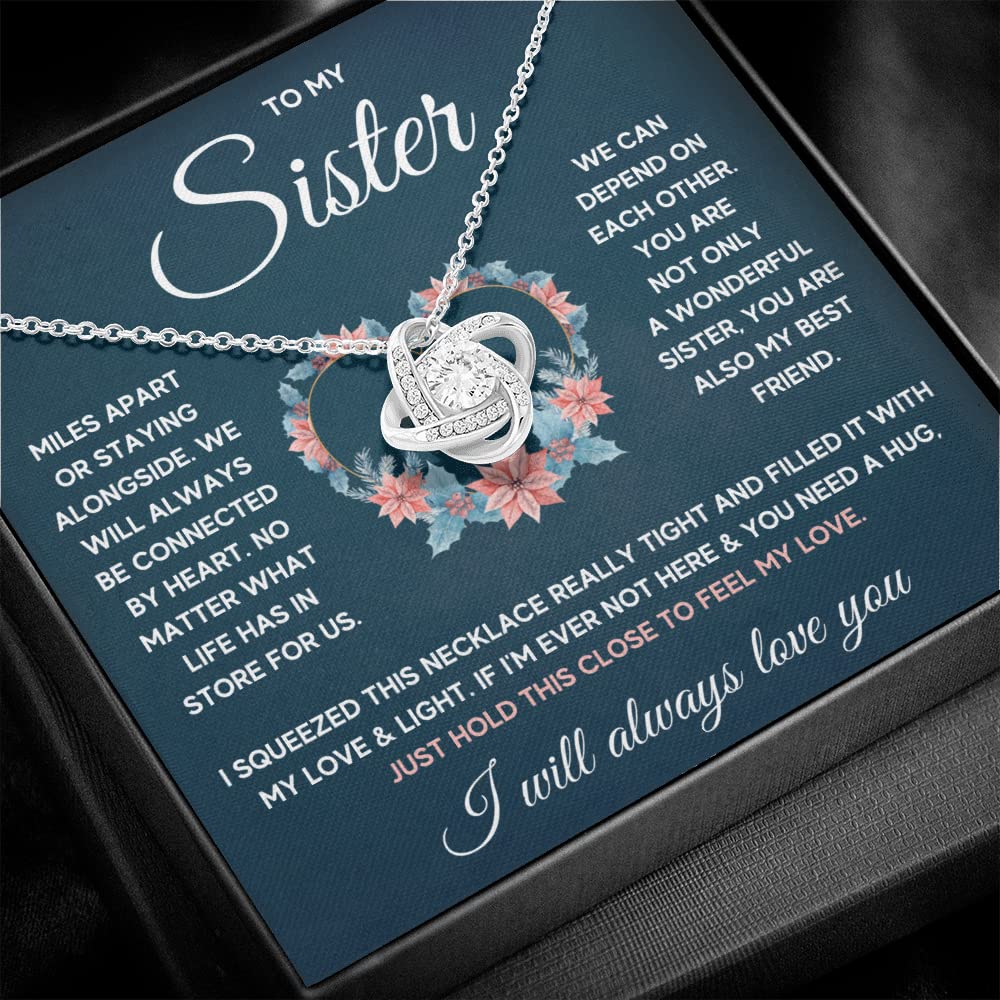 FG Family Gift Mall Sisters Gifts From Sister Necklaces For 2 Big Sister and Little Sister Happy Birthday Present For Women Jewelry Best Sister with Message Card and Gift Box, Stainless Steel, Cubic