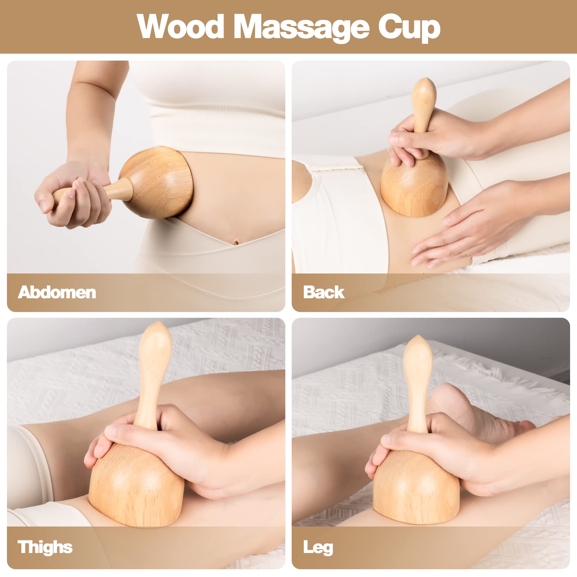 ANG TIAC Wood Therapy Massage Tools, Lymphatic Drainage Massager Maderoterapia Kit Body Sculpting Tools Wood Therapy Tools for Muscle Release,Anti-Cellulite,Body Sculpting and Contouring (6 in 1)