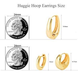 Gold Hoop Earrings for Women, Chunky Gold Hoops Set Lightweight, Hypoallergenic Gold Plated Thick Hoop Earrings Pack, Small Hoop Earrings Jewelry(3pair,Chunky)