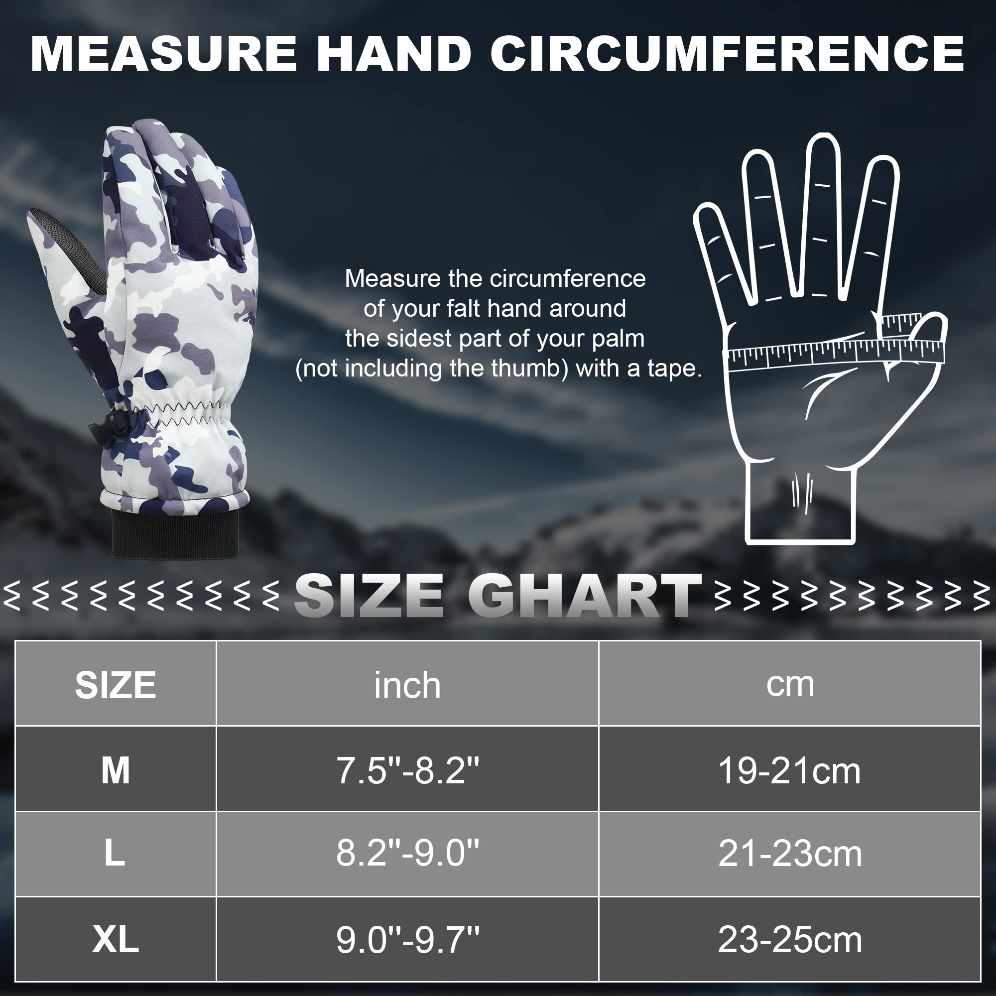 LECEVOCY Winter Warm Thermal Snow Gloves for Cold Weather-30℉Waterproof Windproof Touchscreen Ski Gloves for Work Hiking Running Cycling Riding Bike Outdoor Men & Women