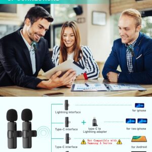 KEYOXY Wireless Lavalier Microphone, 2-in-1 Wireless Microphone for iPhone/iPad/Android/Laptop (Android+ iPhone)