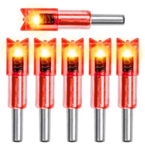 deepower lighted nocks for crossbow bolts 6-pack arrow nocks for .300"/7.62mm inside diameter with on/off switch archery nocks for archery hunting (red)