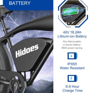 Kanpe Electric Bicycle for Adults with 48V 18.2Ah Battery,1200W Motor 34Mph,Hidoes 26" * 4" E Bike for Adults Electric Mountain Bike for Men,Commuter E-Bike Fat tire Electric Bike Shimano 7-Speed