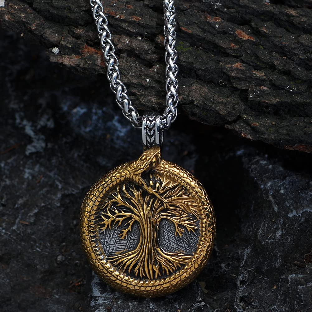 GuoShuang nordic viking tree of life Scandinavian Yggdrasil necklace for men gift with valknut bag norse jewelry for men women