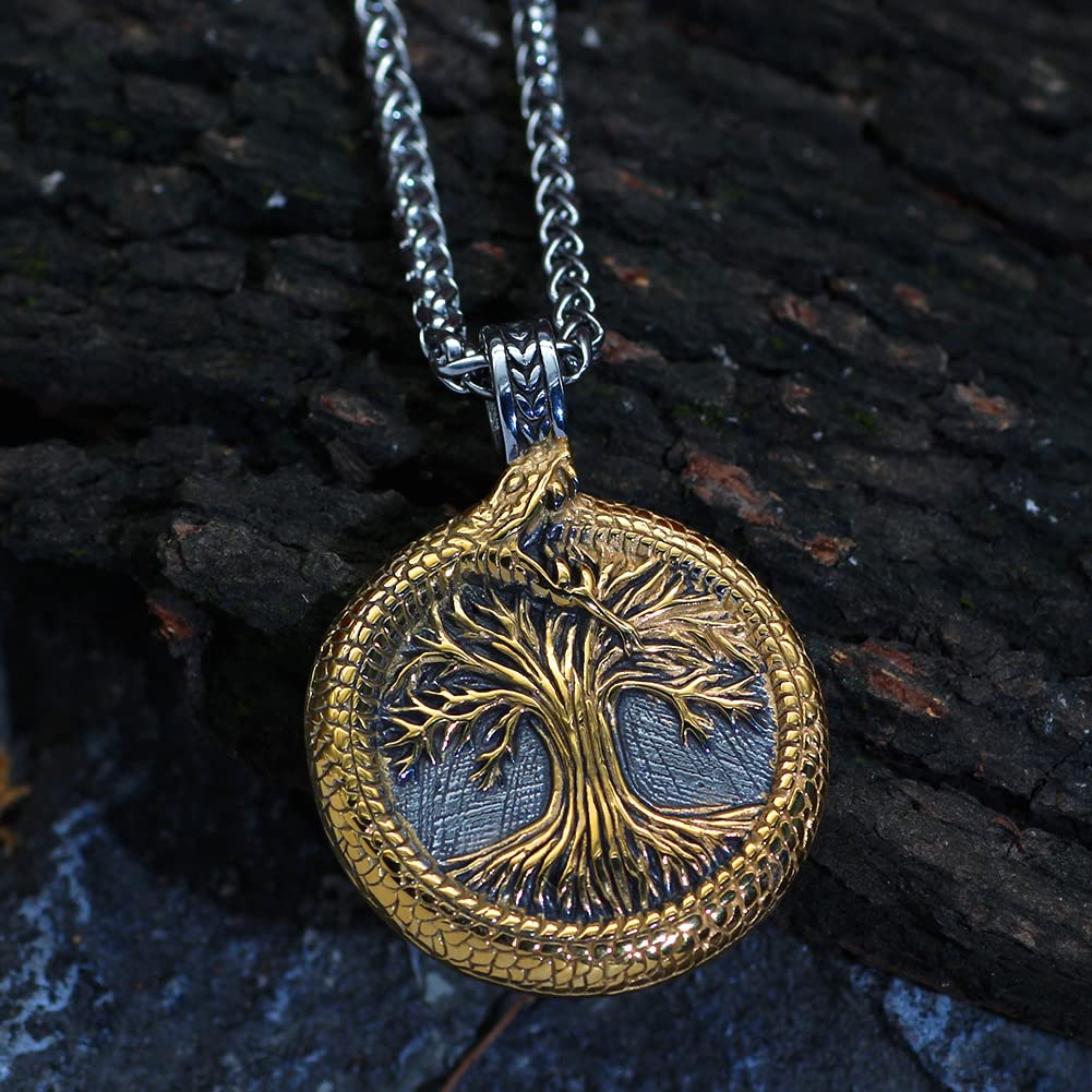 GuoShuang nordic viking tree of life Scandinavian Yggdrasil necklace for men gift with valknut bag norse jewelry for men women