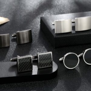 Tomovely 4 Pairs Cufflinks for Men Set Unique Cuff Links Mens Business Groom Gifts A