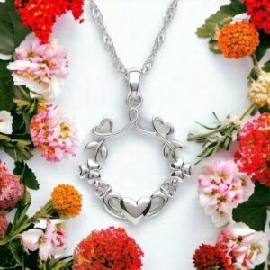 ICEBERRY Irish Claddagh Necklace 925 Sterling Silver - Dainty Leaf Clover Wreath Pendant with Chain 20" - Good Luck Blessing Shamrock Charm - Celtic Jewelry for Women