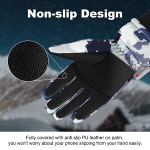 LECEVOCY Winter Warm Thermal Snow Gloves for Cold Weather-30℉Waterproof Windproof Touchscreen Ski Gloves for Work Hiking Running Cycling Riding Bike Outdoor Men & Women