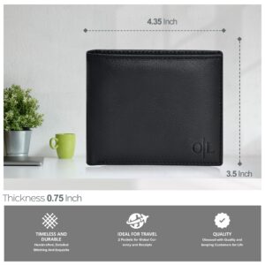 Bi Fold Wallets | Slim Black Genuine Leather Minimalist Front Pocket Wallets For Men | Billfold Wallet | Gifts For Men