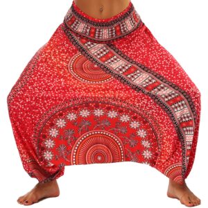 BarbedRose Women's Loose Baggy Gypsy Hippie Boho Yoga Pants Bohemian Beach Harem Trousers Jumpsuit,Tribal Chakra