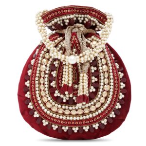 aheli gold potli bags gift for women evening bag clutch ethnic bride purse with drawstring