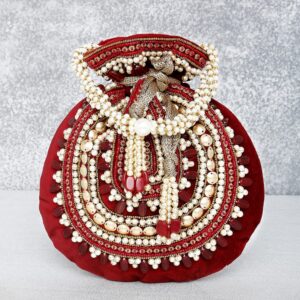 Aheli Gold Potli Bags Gift for Women Evening Bag Clutch Ethnic Bride Purse with Drawstring