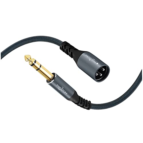 Twozoh XLR Male to 1/4 TRS Stereo Audio Cable 30FT, Braided Jack 6.35mm to XLR Male 3Pin Guitar Cable (Professional/HiFi)