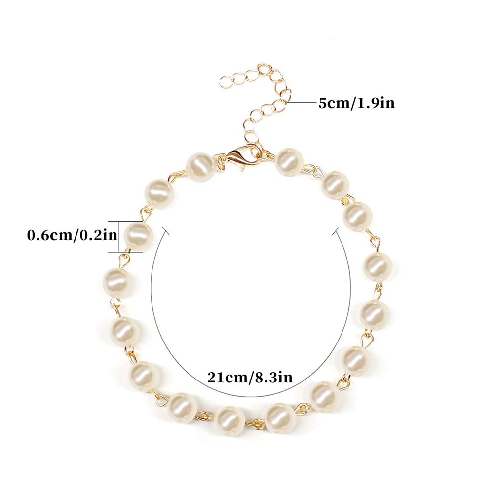 Pearl Anklet Ankle Bracelets for Women Adjustable Beach Ankle Chain Bracelet Dainty Wedding Gold Chain Anklet Summer Anklets for Birthday Christmas Gift