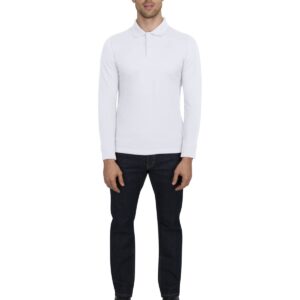 Three Sixty Six Men’s Untucked Casual Long Sleeve Polo - Collared Untuck Shirt with Two Button Placket and Stretch Fabric