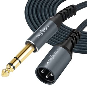 twozoh xlr male to 1/4 trs stereo audio cable 30ft, braided jack 6.35mm to xlr male 3pin guitar cable (professional/hifi)