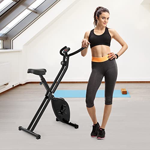 PayLessHere Exercise Bike Foldable Stationary Bike with 8 Levels of Magnetic Resistance Indoor Recumbent Exercise Bikes for Home/Office Workout