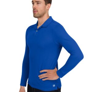 Three Sixty Six Men’s Untucked Casual Long Sleeve Polo - Collared Untuck Shirt with Two Button Placket and Stretch Fabric Ocean Blue