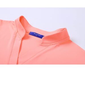 Moydan Golf Clothes for Women,Tennis Polo Shirts Athletic Moisture Wicking Running Short Sleeve Sport T Shirts V Neck Summer Casual Clothes Orange M