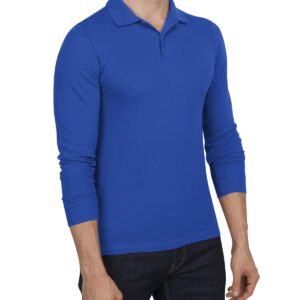 Three Sixty Six Men’s Untucked Casual Long Sleeve Polo - Collared Untuck Shirt with Two Button Placket and Stretch Fabric Ocean Blue