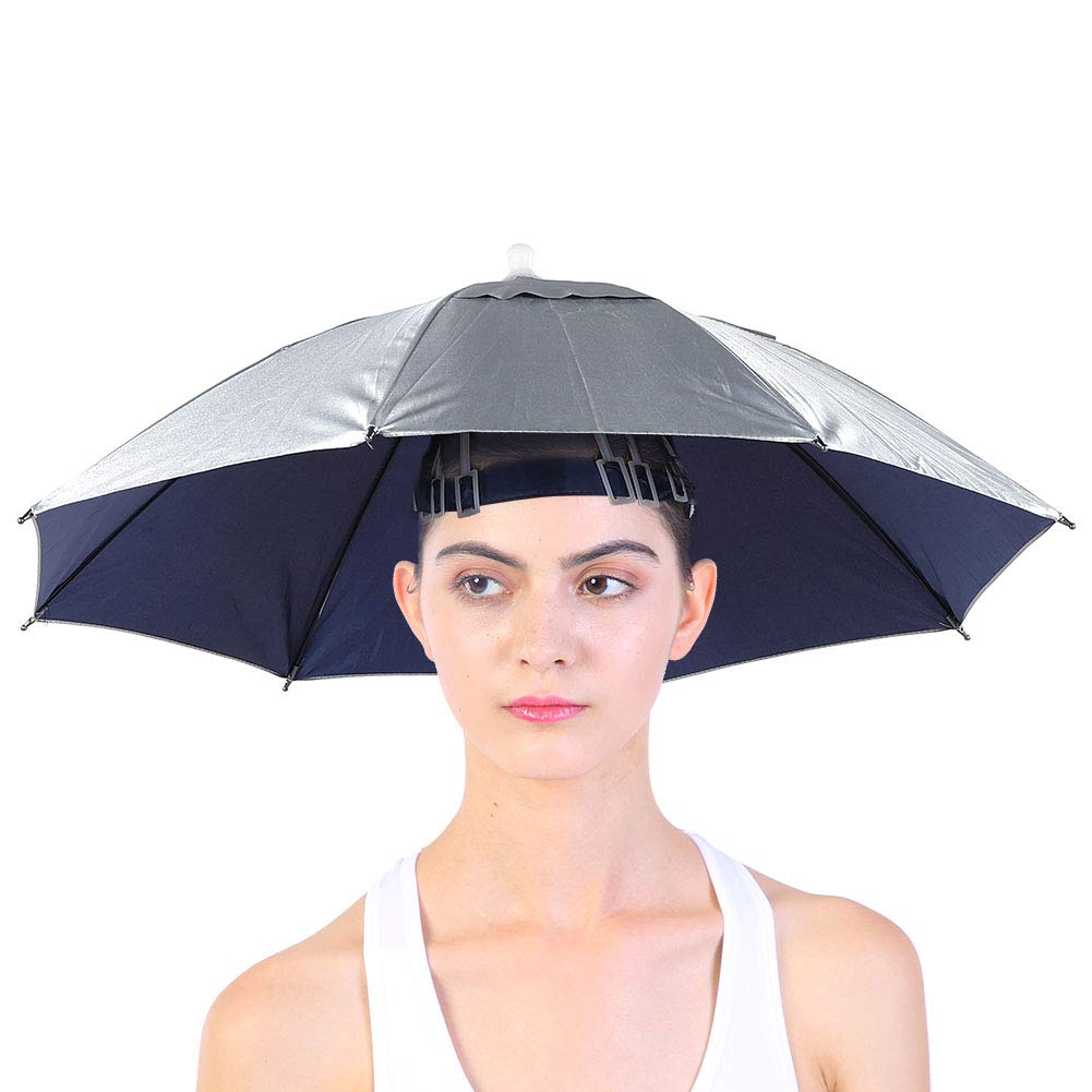 mens hat to guard sun umbrella styleplplaaobo 2PCS Folding Umbrella Hat, Umbrella Hat Hands Free Sun Protection Adjustable Umbrella Hat Outdoor Raining Tackle for Camping Hiking