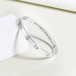 CONRAN KREMIX Gifts For Her Bangle Gifts For Teacher Engraved Inspirational Silver Cuff Bangle Bracelet For Women Jewelry