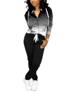 mrskoala two piece outfits for women tracksuit sweat suits workout jogging sets loungewear with pocket black xl