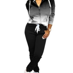 Mrskoala Two Piece Outfits for Women Tracksuit Sweat Suits Workout Jogging Sets Loungewear with Pocket Black XL