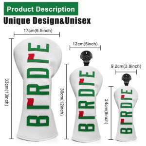 Golf Club Headcover 3 Wood Headcover Birdie Design Magnetic Closure Elegant Embroidery Premium Leather Driver Fairway Wood Hybrid Blade Putter Cover Wood Head Cover