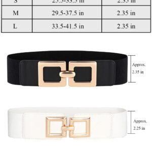 TOPACC 2-Piece Wide belts for women Dresses Elastic Western Cinch Belt Stretch Retro Buckle Ladies Fashion