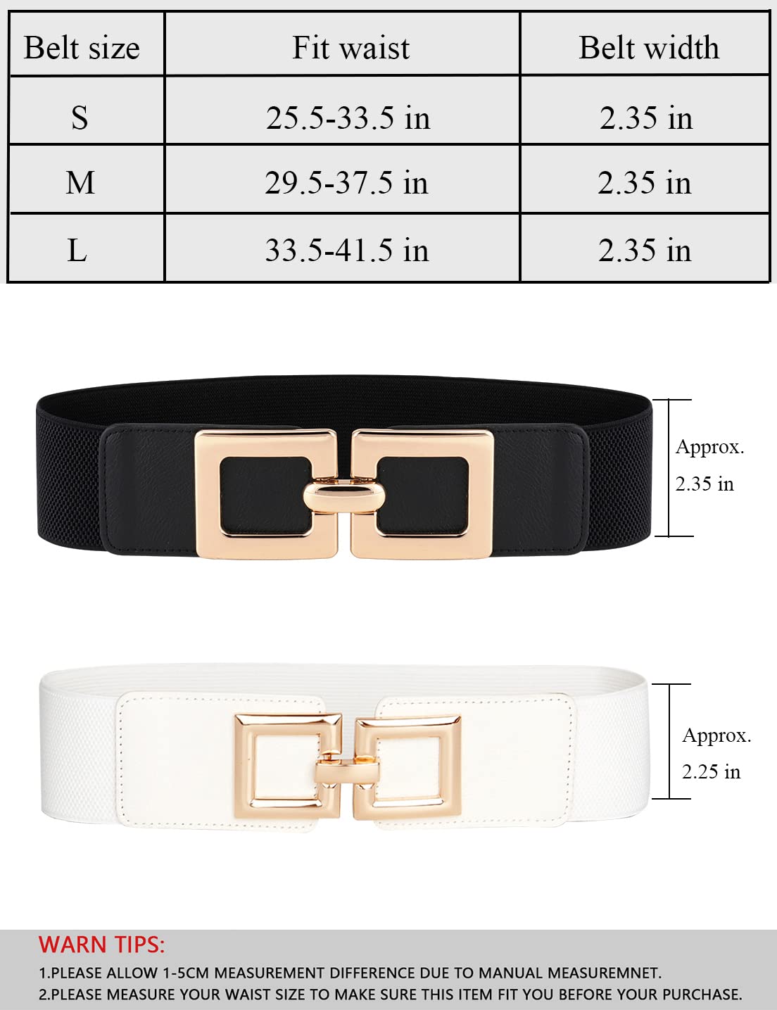 TOPACC 2-Piece Wide belts for women Dresses Elastic Western Cinch Belt Stretch Retro Buckle Ladies Fashion