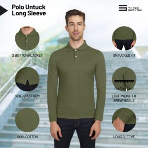 Three Sixty Six Men’s Untucked Casual Long Sleeve Polo - Collared Untuck Shirt with Two Button Placket and Stretch Fabric Ocean Blue