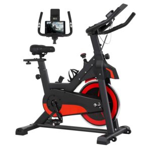 paylesshere exercise bike indoor cycling bike stationary,fitness training bike with comfortable seat cushion,lcd monitor workout bike for home cardio workout fitness machine,black