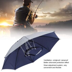 mens hat to guard sun umbrella styleplplaaobo 2PCS Folding Umbrella Hat, Umbrella Hat Hands Free Sun Protection Adjustable Umbrella Hat Outdoor Raining Tackle for Camping Hiking