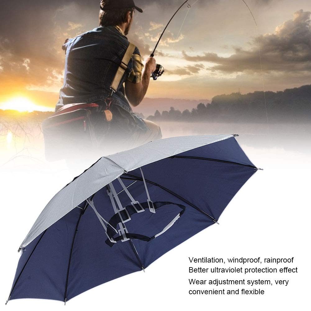 mens hat to guard sun umbrella styleplplaaobo 2PCS Folding Umbrella Hat, Umbrella Hat Hands Free Sun Protection Adjustable Umbrella Hat Outdoor Raining Tackle for Camping Hiking