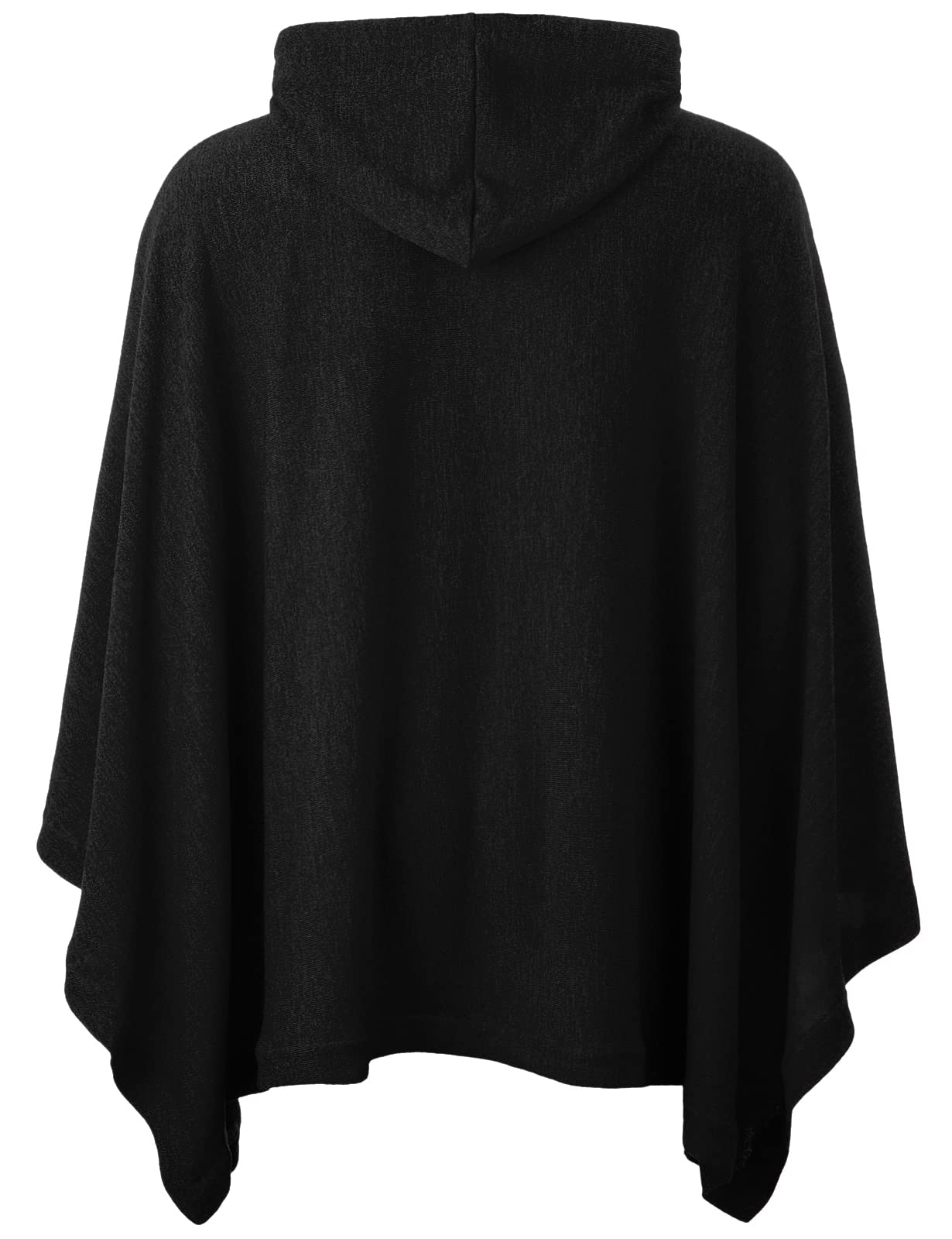 Ohoo Men's Hooded Poncho Cape Cloak Fashion Hoodie Pullover with Pockets / DCF702-BLACK-XL