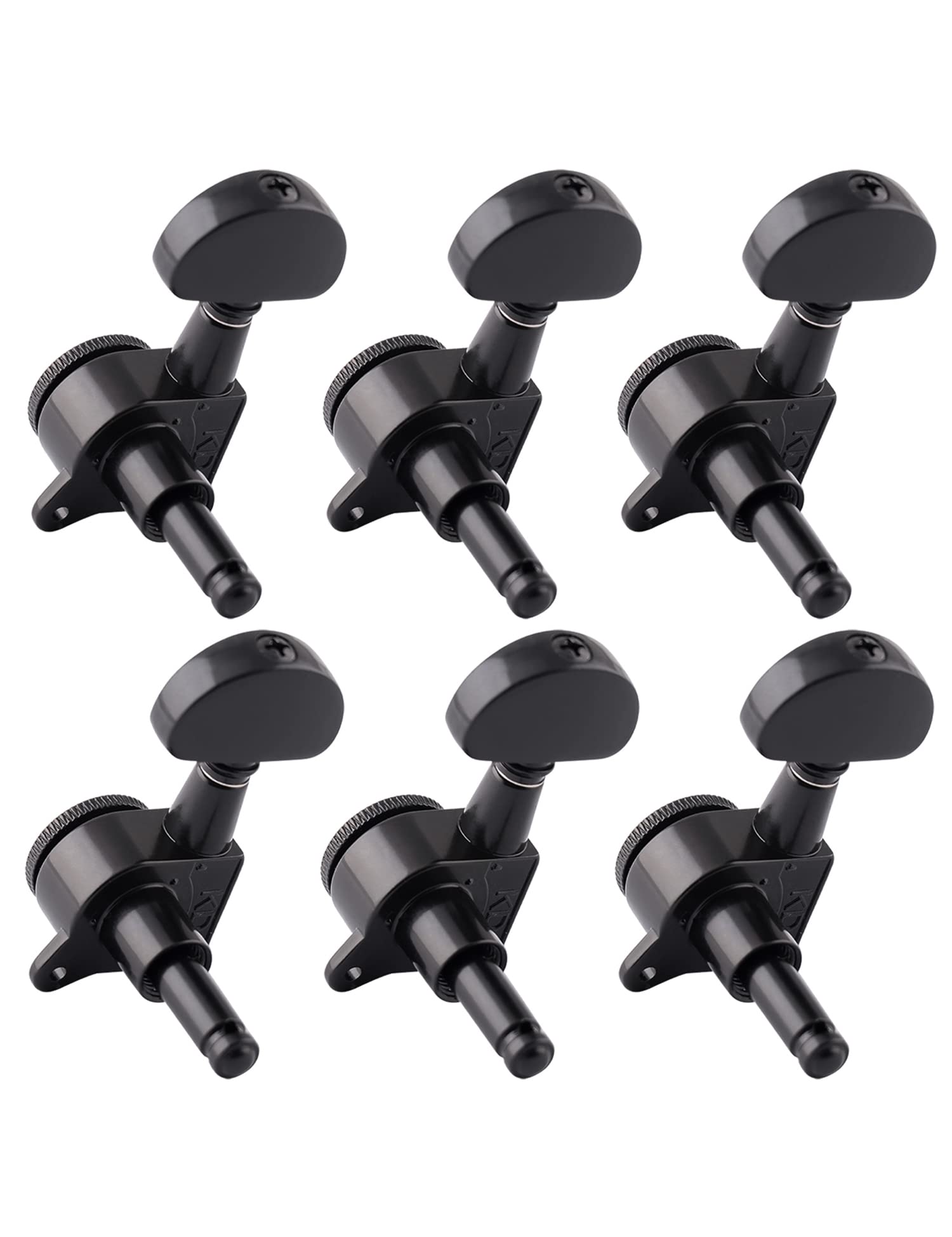 Metallor Locking Guitar String Tuning Pegs Tuning Keys Machine Heads Tuners 1:18 Gear Ratio 6 In Line for Right Handed Electric Guitar or Acoustic Guitar Parts Accessories Half Round Head Black.