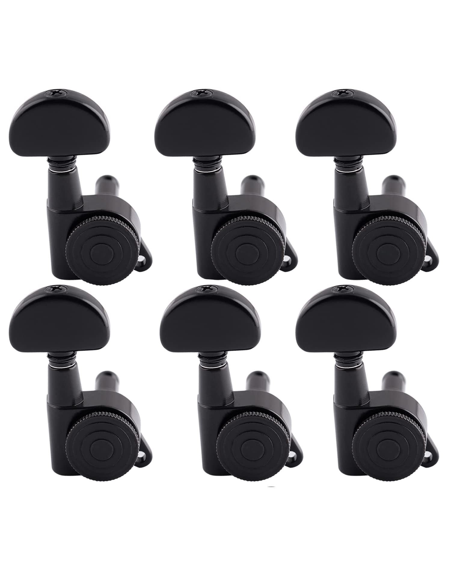 Metallor Locking Guitar String Tuning Pegs Tuning Keys Machine Heads Tuners 1:18 Gear Ratio 6 In Line for Right Handed Electric Guitar or Acoustic Guitar Parts Accessories Half Round Head Black.