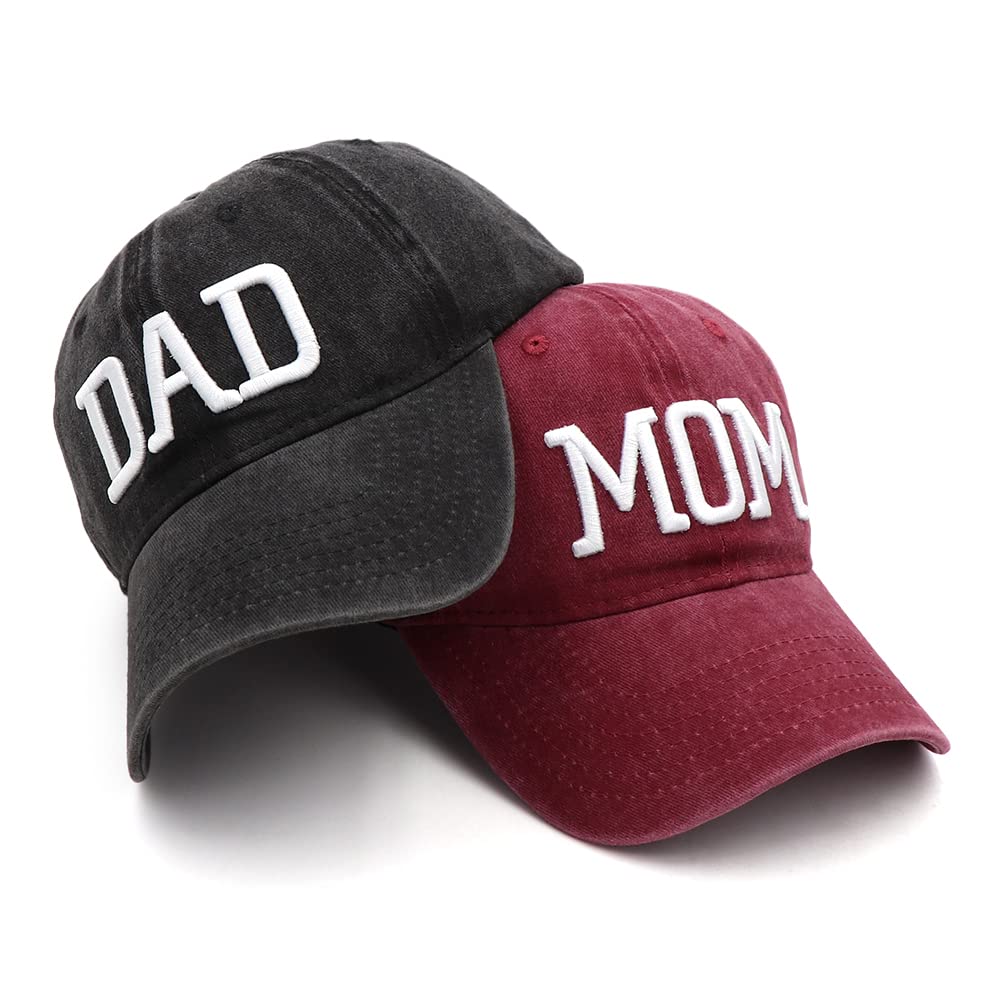 NDLBS Mom and Dad Hats Funny Birthday Gifts for Mom and Dad Embroidered Adjustable Baseball Cap Christmas Xmas Gift for Couples Parents