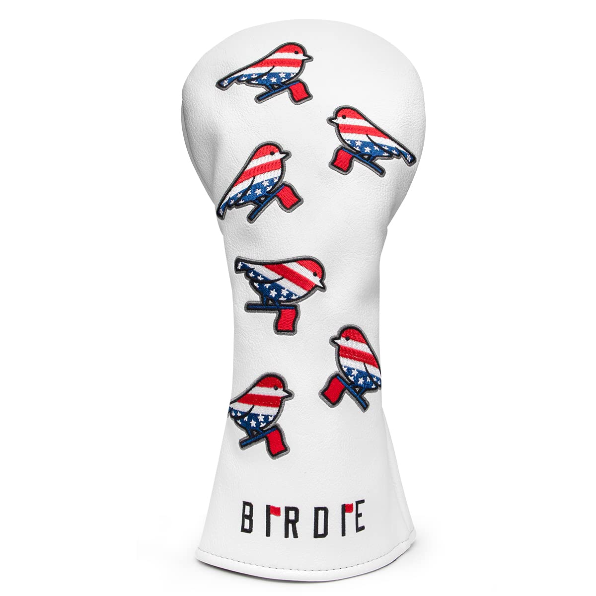 Golf Wood Head Covers Driver Cover 3 Wood Headcover Hybrid Head Covers Embroidery White USA American Flag Birdie Design Golf Club Headcovers Leather Hand-Made Wood Head Cover for All Golf Wood Clubs