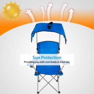 Moclever Camp Chairs, Foldable Beach Canopy Chair, Heavy Duty Sun Protection Camping Lawn Canopy Chair with Cup Holder for Outdoor Beach Camp Park Patio-Blue