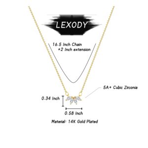 LEXODY Diamond Necklaces for Women Dainty Leaf Necklace 14k Gold Plated Layered CZ Moon Necklace Simple Diamond Choker Necklaces for Women Trendy Jewelry Gifts for Women