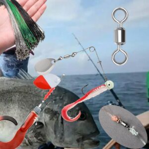 JOYGO FISHAN 90PC Fly Fishing Micro Swivels Stainless Steel Material Fishing Barrel Swivels Set Rolling Bearing Snap Connector Fishing Tackle 40LB-210LB (90PC 6size Super Strong Swivels)